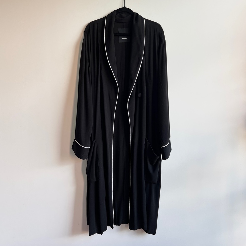 Assembly New York black white piping long sleeve duster coat